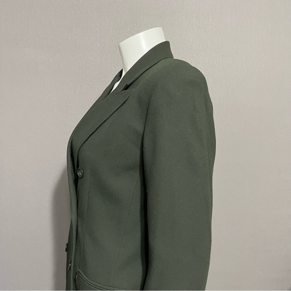 Kasper Army Green Double Breasted Blazer Sz-6 - Picture 5 of 10